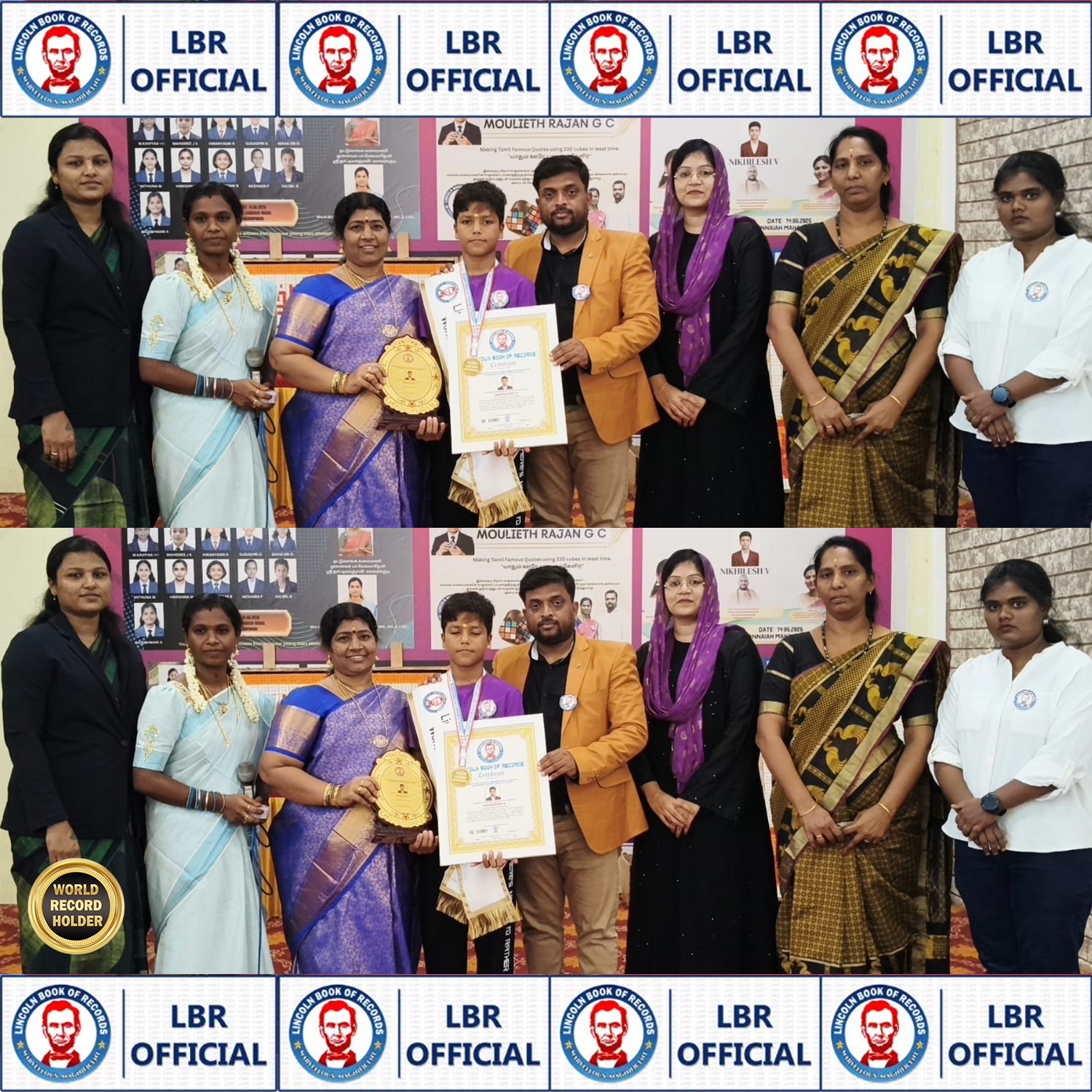 WORLD RECORD ACHIEVED BY PERFORMING 54 YOGA ASANAS WHILE SIMULTANEOUSLY RECITING 4 VEDAS IN TAMIL FOR 15 MINUTES O